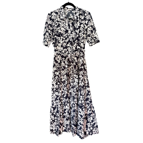 Calvin Klein Navy and White Floral Dress 10 - Picture 1 of 7